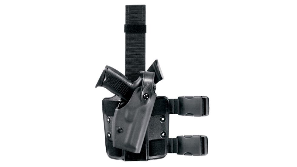 Safariland 6004 SLS Thigh Holster w/Shroud & 1 Strap, Right Hand, STX Black - Colt 1991A1 & Similar