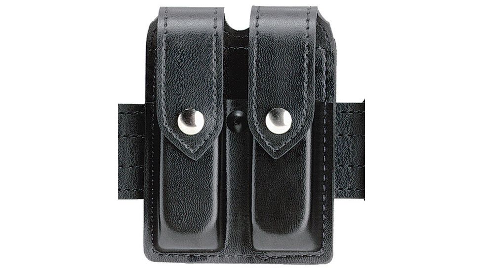 Safariland 77 Double Handgun Magazine Pouch - Basketweave Hi Gloss Black, Ambidextrous 77-76-98