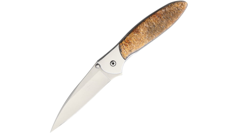 Santa Fe Stoneworks Kershaw Leek Mammoth A/O Folding Knife, Custom Leek Framelock, Assisted Opening, 4in Closed, 3in Bead Blast Finish Blade, Thumb Stud, Mammoth Bone Handle, 1660 MAMMOTH BONE
