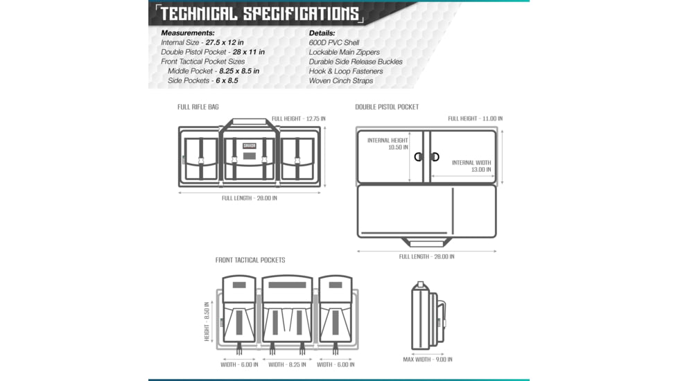Savior Equipment American Classic Shorty Double Rifle Case, 28in, Gray, RB-2812DG-V1-GS