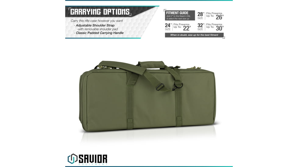 Savior Equipment American Classic Shorty Double Rifle Case, 32in, OD Green, RB-3212DG-V1-OG