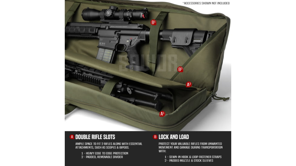 Savior Equipment American Classic Double Rifle Case, 51in, OD Green, RB-5112DG-V1-OG