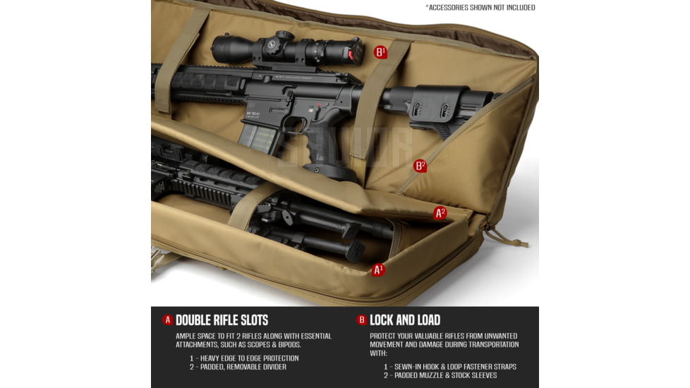 Savior Equipment American Classic Double Rifle Case, 55in, Dark FDE, RB-5512DG-V1-TN