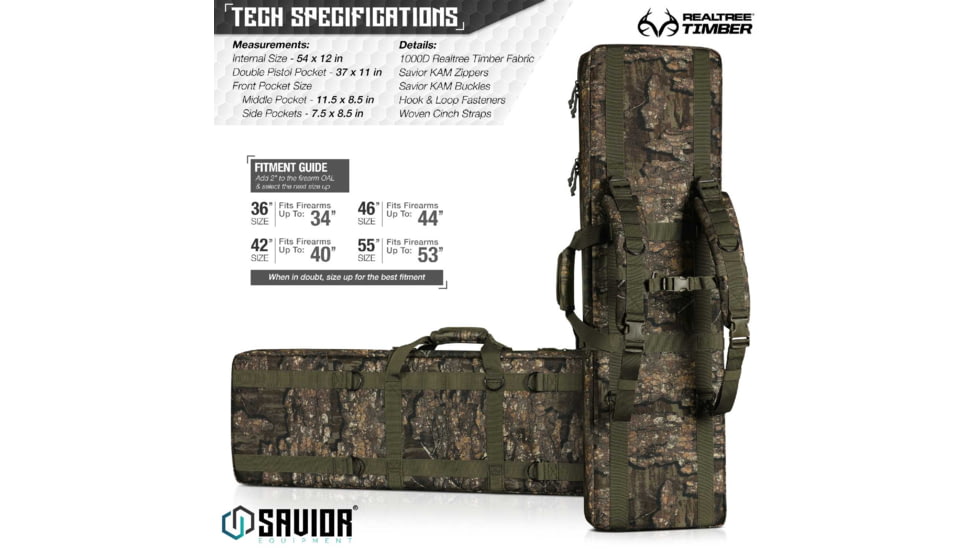 Savior Equipment American Classic Double Rifle Case, Realtree Timber, 54in L x 12in H, RB-5512DG-V1-TMBR