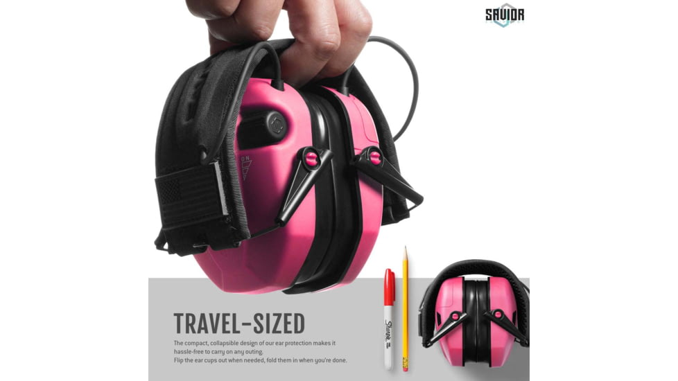 Savior Equipment Apollo Electronic Earmuffs Hearing Protection, Prison Pink, EM-APOLLO-PI