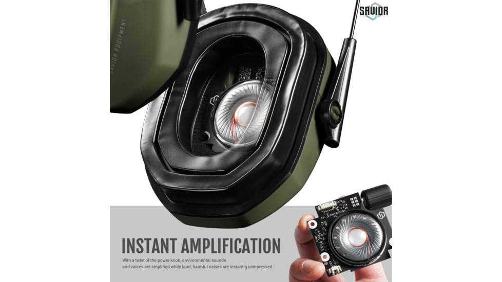 Savior Equipment Apollo Electronic Sound Suppressor, OD Green, Collapsed: 5.5 x 5.5 x 4, EM-APOLLO-OG
