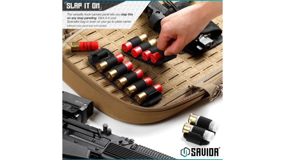 Savior Equipment Shotgun Shell Cards - 6 Rounds, Black, 2.25in x 8.25in, Black, 2.25in x 8.25in, MP-TNS-12G-SIX-2P-BK