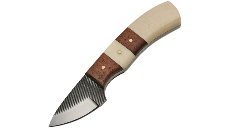 Sawmill Filework Hunter Fixed Blade Knife, 2in, Standard Edge, Bone and Wood Handle SM0021