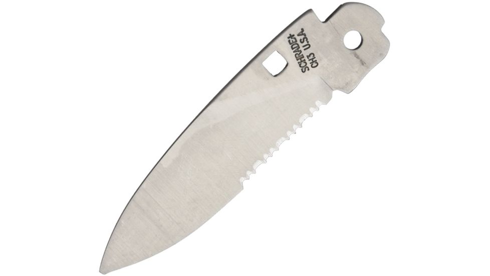 Schrade Folding Knife Blade, Unsharpened, 2.25in Partially Serrated Drop Point Blade S509