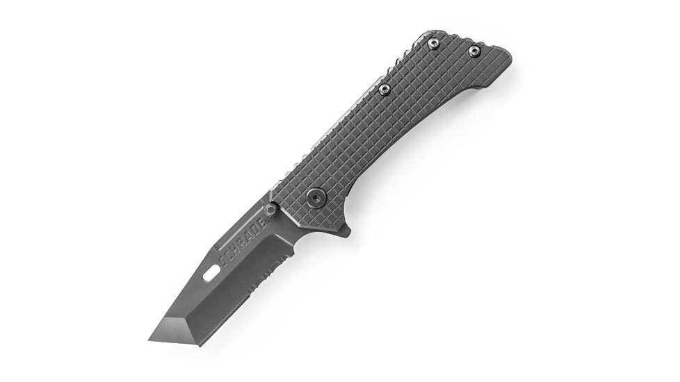 Schrade Frame Lock Folder, 3.7 in. Tanto, Textured Handle, Combo SCH302S