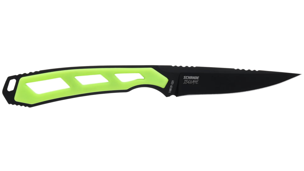 Schrade Isolate Caper Fixed Blade Knife, 3in, AUS-10 Steel, Caper Fixed Blade, Black/Green Handle, 1159295