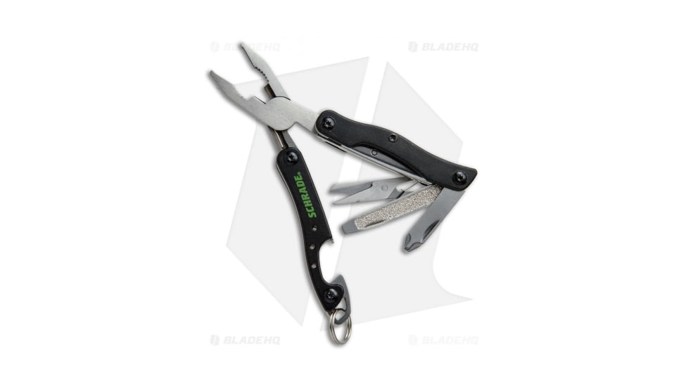 Schrade Keychain w/ 9 Function Multi-Tools, 2.25in, Black Handle, Steel/Black, One Size, BHQ-67501