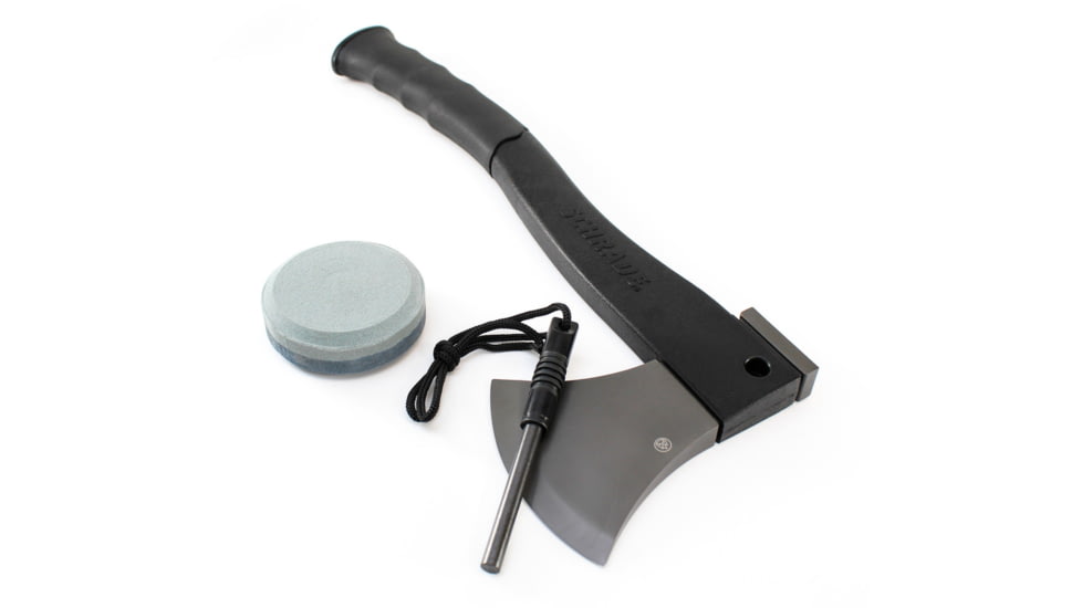 Schrade Large Axe w/Fire Striker, Rubber Handle, w/Sheath,Clam Package SCAXE2LCP