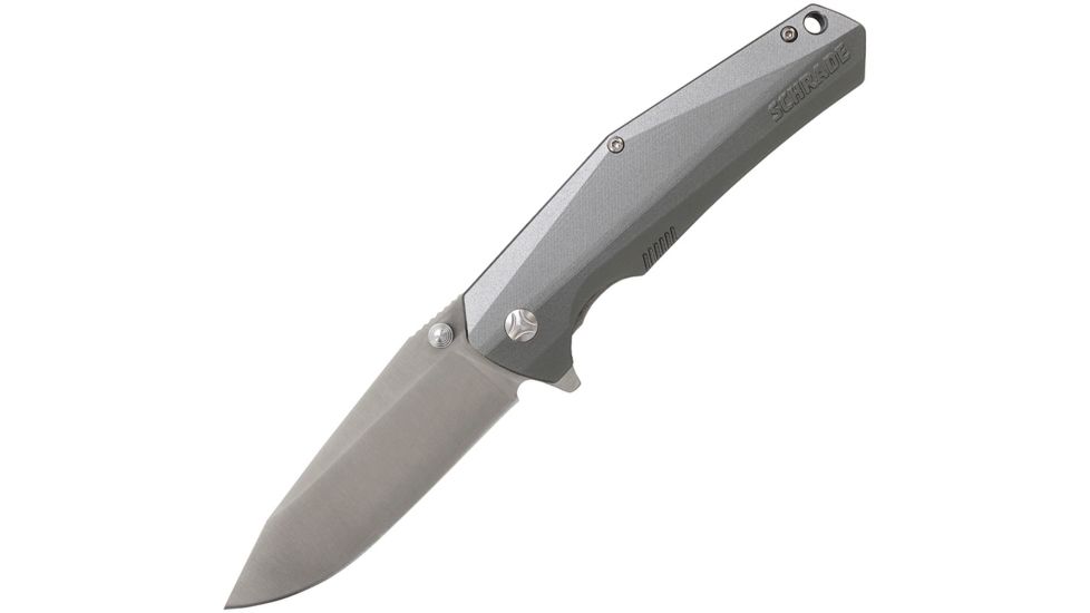 Schrade Linerlock Gray Folding Knife,3.5in,Stainless Steel,Standard Edge,Satin,Gray,Aluminum Handle SCH306