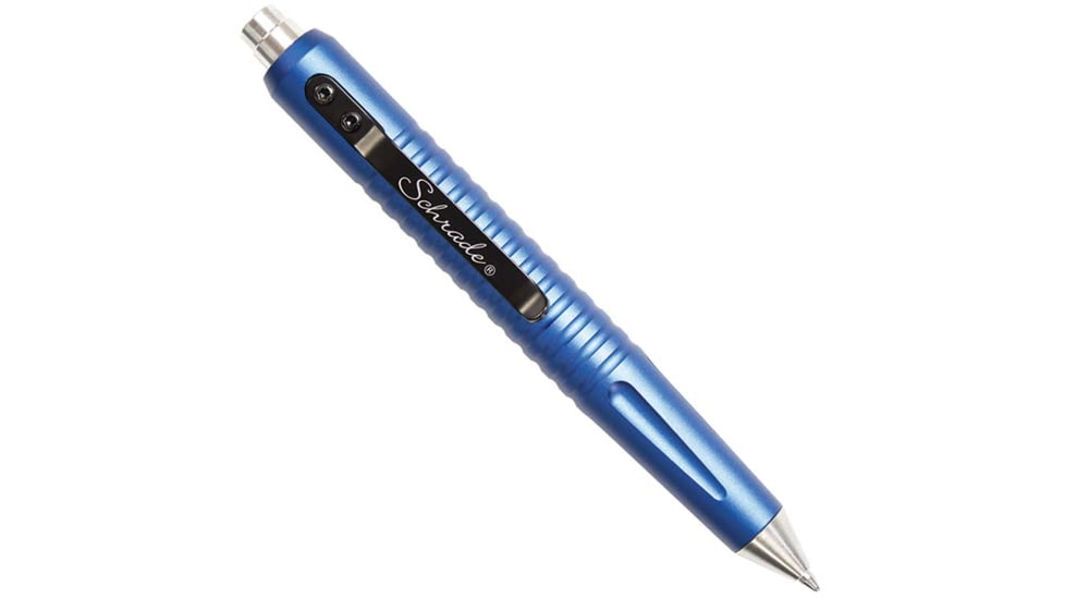 Schrade Tactical Pen,Push Button,5.06in,Matte Blue w/Pocket Clip SCPEN9BL