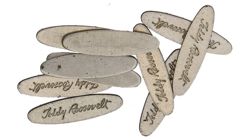 Schrade Teddy Roosevelt Shield, Oval Design, Antique Nickel Silver Finish, 3/4in Overall, Embossed Teddy Roosevelt, Package Of 10, S438