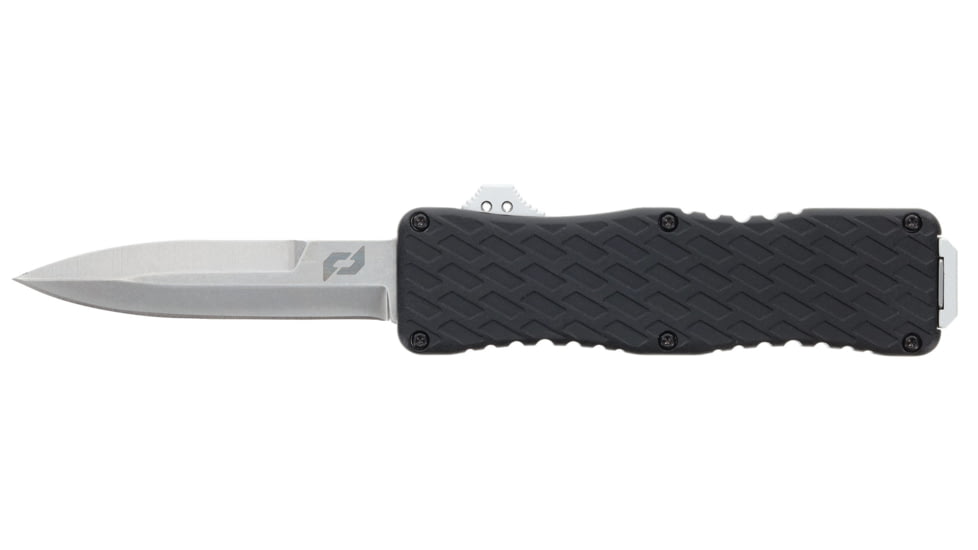 Schrade Uproar D/A OTF Automatic Folding Knife, 3in, D2 Steel, Bayonet Point Blade, Black Aluminum Handle, 1135967