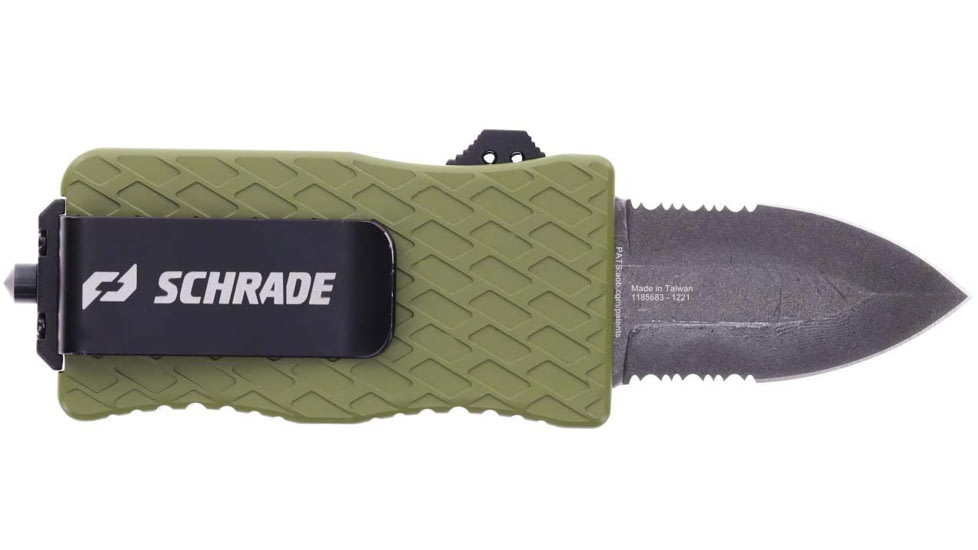 Schrade Uproar Mini D/A OTF Knife, 1.9in Dagger Point OD Green/Stainless Steel, 1159306