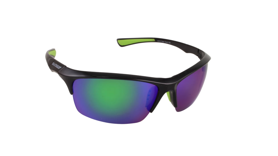 Sea Striker Reel Deal Sunglasses Black Frame Green Mirror Polarized Lenses, 31601