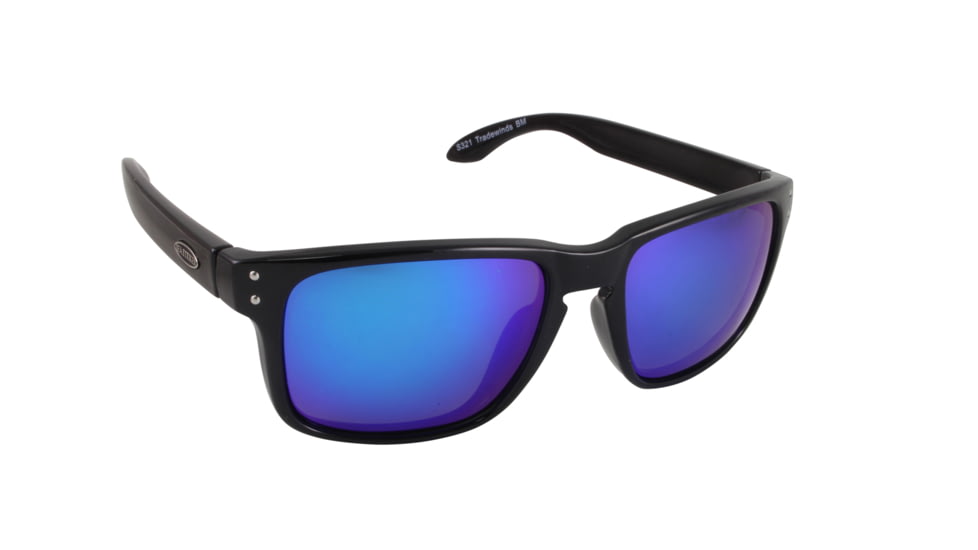 Sea Striker Tradewinds Sunglasses Black Frame Blue Mirror Polarized Lenses, 32101