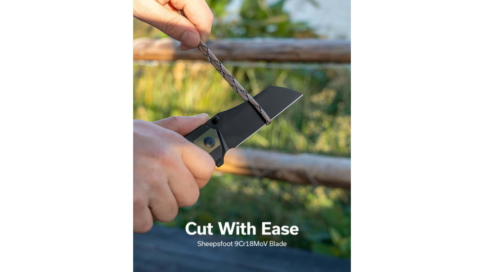 SENCUT Draxor Flipper &amp; Thumb Stud Knife Green / Black G10 Handle 3.7inch Black 9cr18mov Blade S24035-2