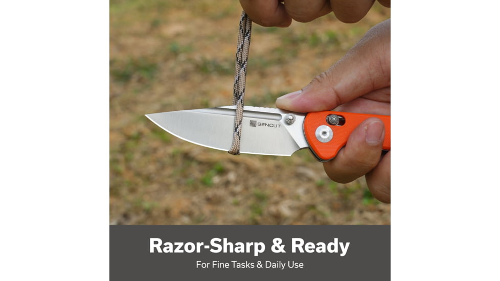 SENCUT Glenspar Thumb Stud &amp; Crossbar Lock Knife Orange G10 Handle 3.45inch Satin Finished 9cr18mov Blade