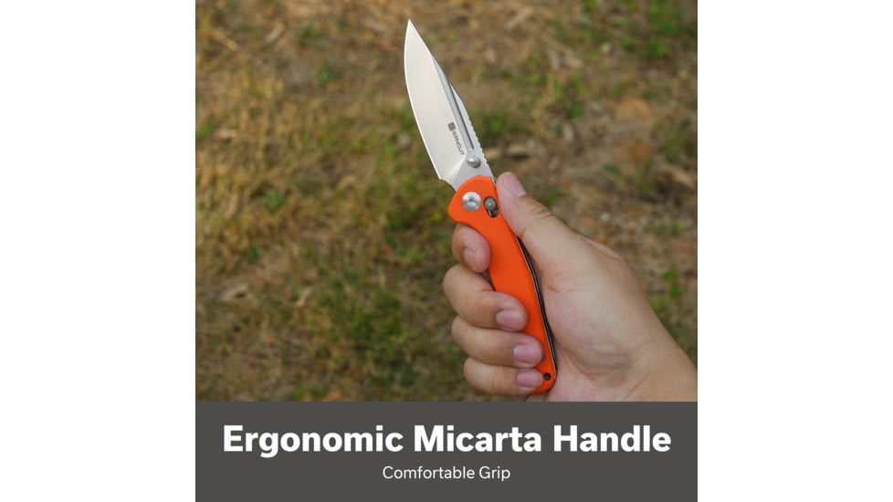 SENCUT Glenspar Thumb Stud &amp; Crossbar Lock Knife Orange G10 Handle 3.45inch Satin Finished 9cr18mov Blade