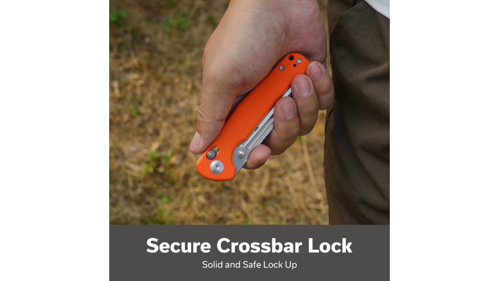 SENCUT Glenspar Thumb Stud &amp; Crossbar Lock Knife Orange G10 Handle 3.45inch Satin Finished 9cr18mov Blade