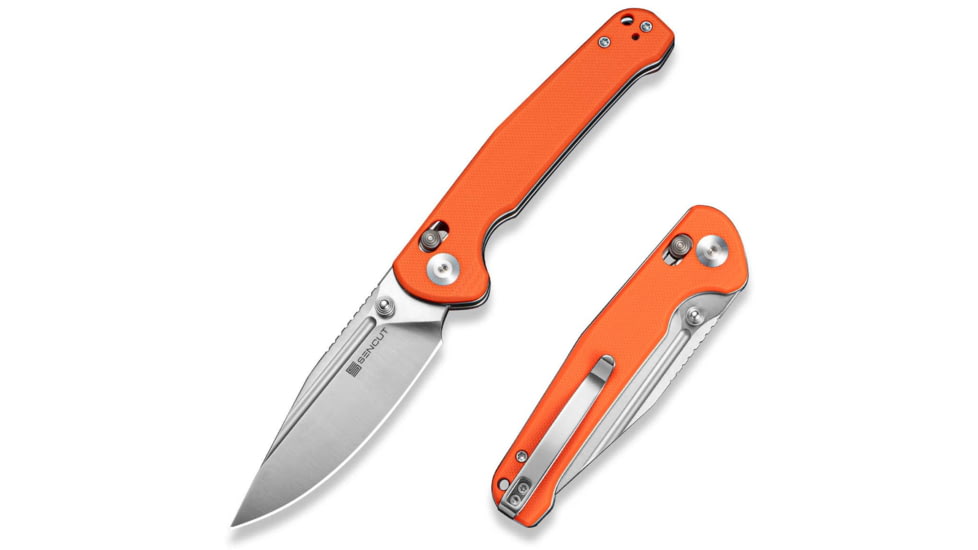 SENCUT Glenspar Thumb Stud &amp; Crossbar Lock Knife Orange G10 Handle 3.45inch Satin Finished 9cr18mov Blade