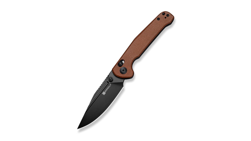 SENCUT Glenspar Folding Knife, 3.45in, 9Cr18MoV, Clip Point Blade, Canvas Micarta Brown Handle, S25046-3