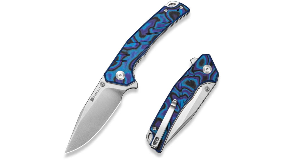 SENCUT Quirk Folding Knife, 3.41in, D2 Steel, Clip Point, Blue/Purple/Black G10 Handle, S25099-3