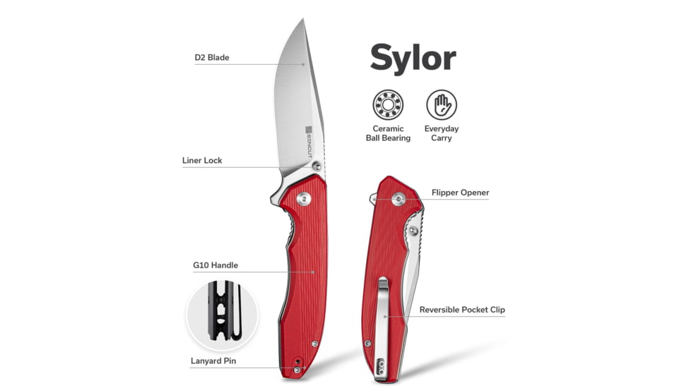 SENCUT Sylor Linerlock Red G10