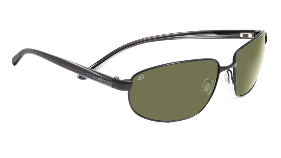 Serengeti Trapani Sunglasses - Satin Black/Gray Stripe Frame, 555nm Polarized Lenses 7597