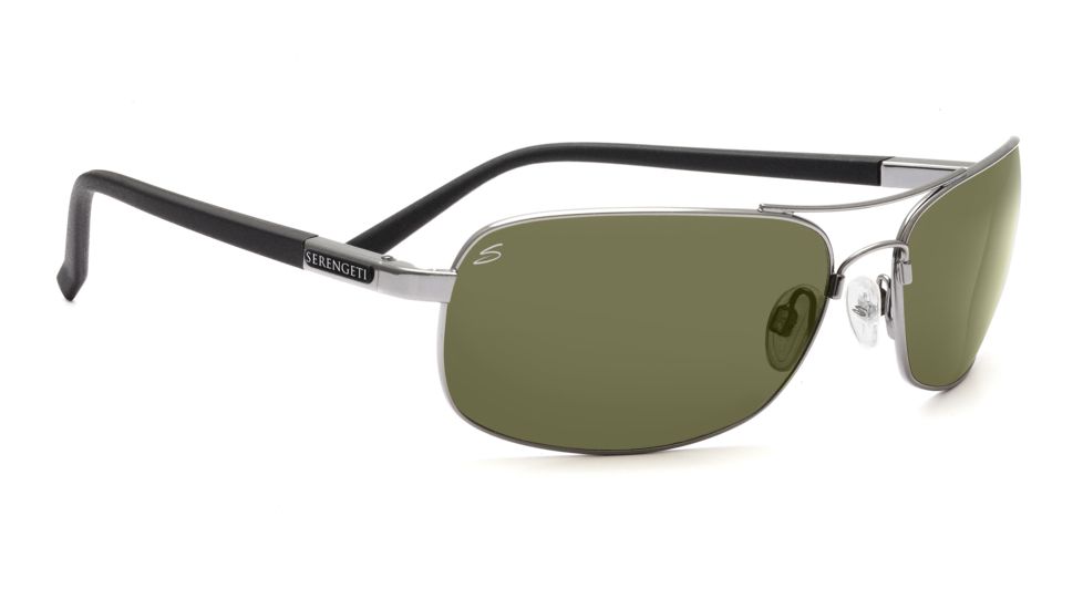 Serengeti Lorenzo Sunglasses - Shiny Black Frame, 555nm Polarized Lenses 7648