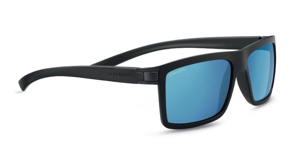 Serengeti Brera Single Vision Prescription Sunglasses, Sanded Black / Satin Dark Gunmetal Frame, Polarized, Photochromic, 8210SV