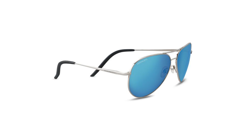 Serengeti Carrara, Polarized 555nm Blue, Aviator , Unisex, Shiny Silver, Medium 8547