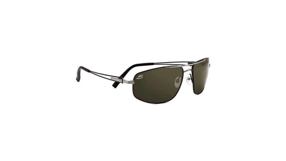Serengeti Augusto Sunglasses 7225 - Shiny Gunmetal / Black Tannery Frame, 555nm Polarized Lens