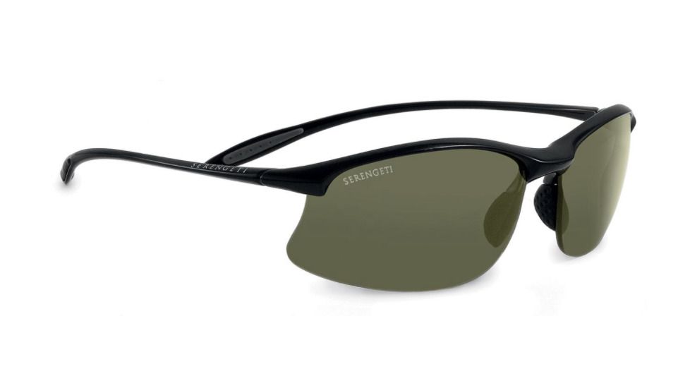 Serengeti Maestrale Single Vision Prescription Sunglasses, Shiny Black Frame, Polarized, Photochromic, 7712SV