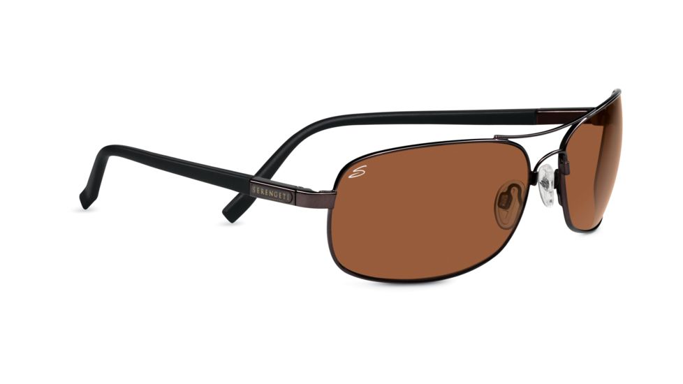 Serengeti Corrente Sunglasses - Shiny Crystal Cognac/Satin Dark Brown Frame, Polar PhD Drivers Gold Lenses 7698