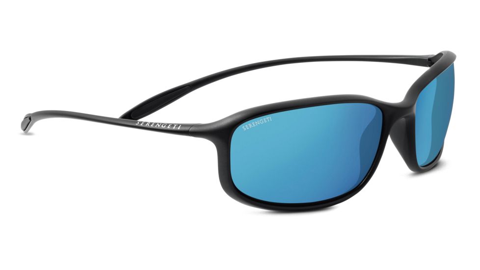 Serengeti Sestriere Sunglasses, Satin Black Frame, Polar PhD 555nm Blue Lens, 8110