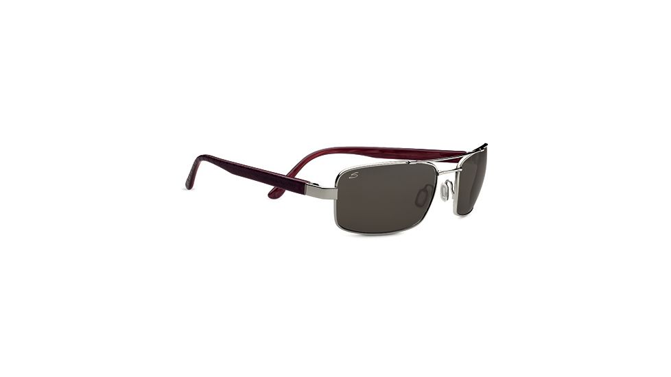 Serengeti Tosca Single Vision Prescription Sunglasses, Shiny Silver/Deep Red Brown Laser Frame-7795SV