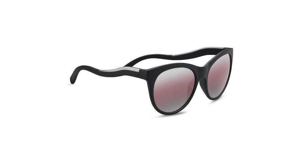 Serengeti Valentina, Polarized Sedona Bi mirror, Round/Cat-Eye, Female, Satin Black/Satin Silver, Medium 8570