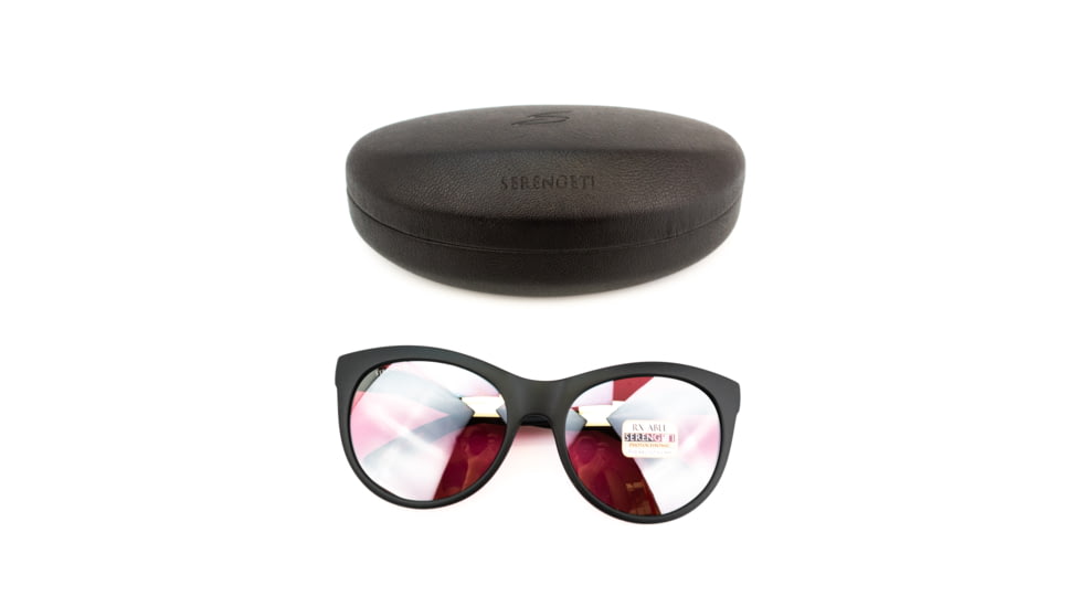 Serengeti Valentina, Polarized Sedona Bi mirror, Round/Cat-Eye, Female, Satin Black/Satin Silver, Medium, 8570