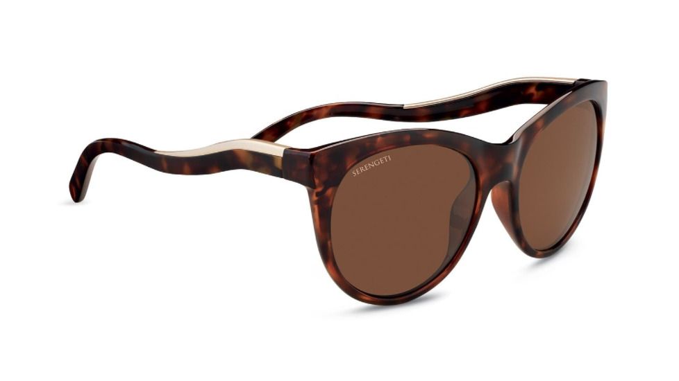 Serengeti Valentina Single Vision Prescription Sunglasses, Shiny Red Moss Tortoise / Satin Champagne Gold Frame, Polarized, Photochromic, 8568SV