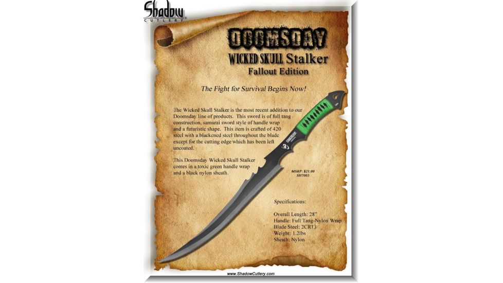 Shadow Cutlery Doomsday - Wicked Skull Stalker - Fallout Edition, Green/Black, 3 LB SH7003