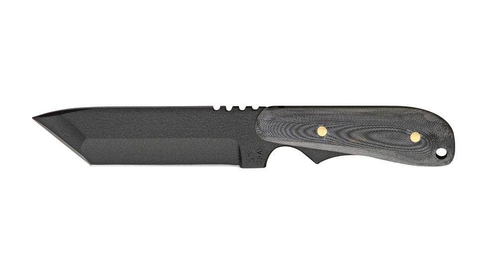 Shadow Tech Ranger Tanto Fixed Knife, 1095 high carbon steel tanto blade with black powd, Black canvas micarta handle STK007