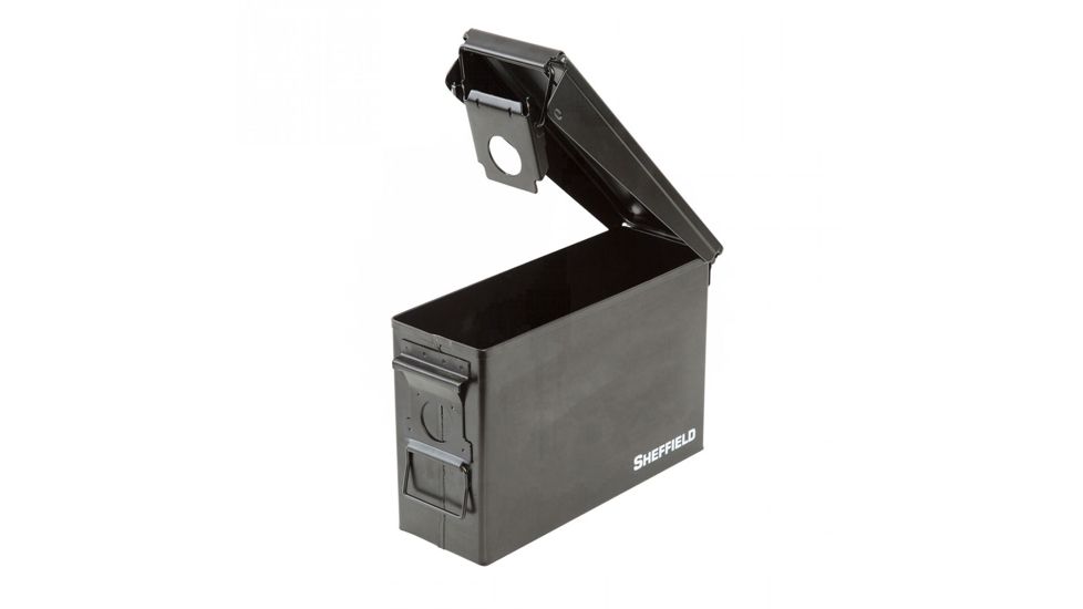 Sheffield 2-Piece Military Style .30 Cal And .50 Cal Ammo Can Set, Matte Black 12625