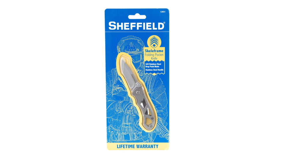 Sheffield 5 1/4 Inch Folding Pocket Knife, Silver, 12931