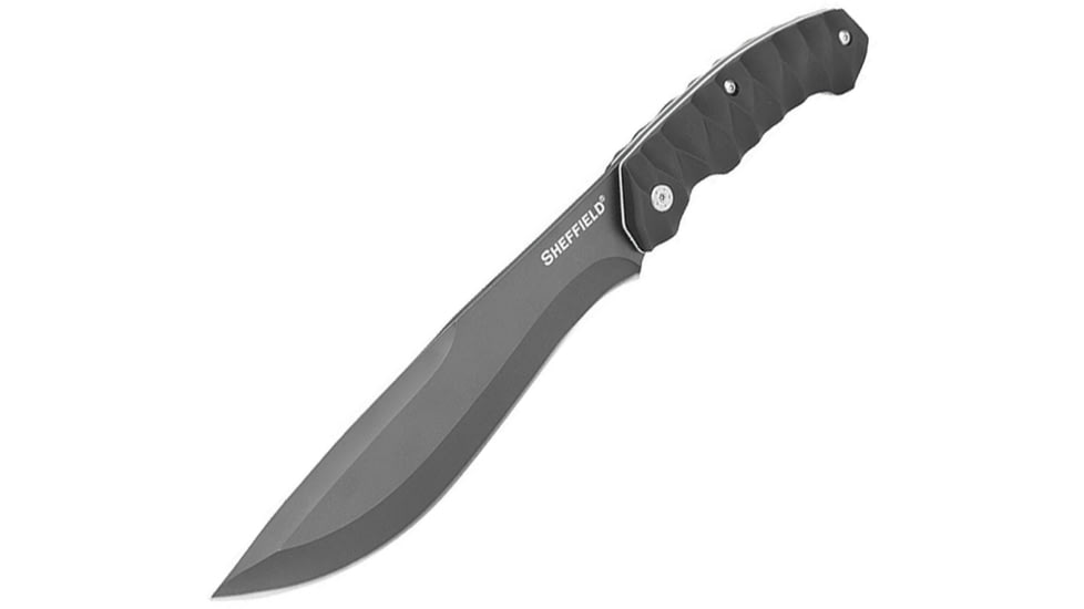 Sheffield Jarvis Bolo Machete, 13in Overall, 8in Black 420 SS Blade, Black Rubberized ABS Handle, Black Nylon Belt Sheath, Black, 12147