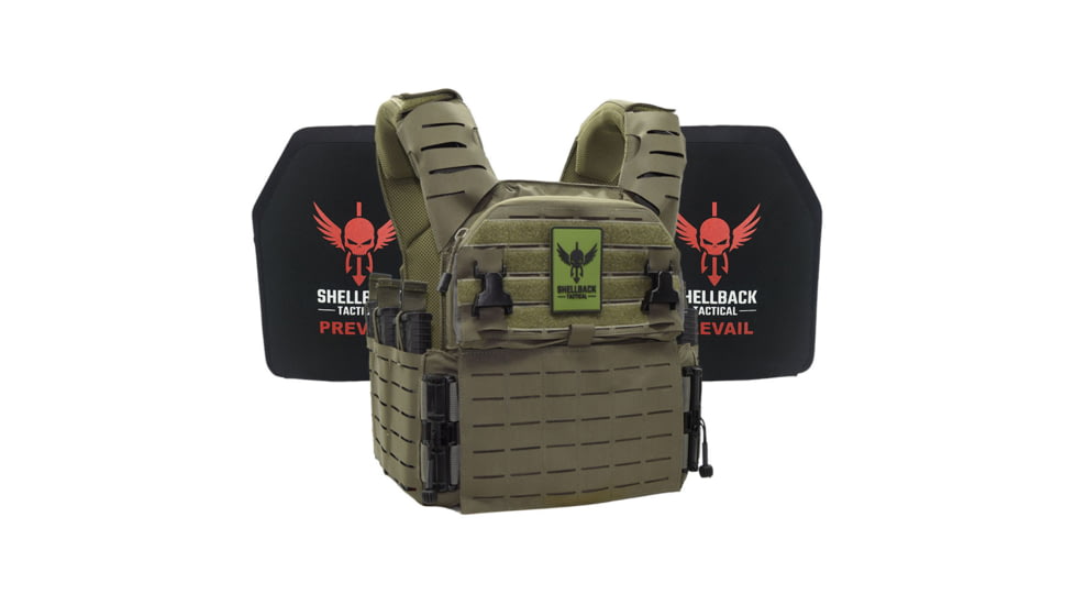 Shellback Tactical Banshee Elite 3.0 Lightweight Level III Armor System, SAPI Cut, Single Curved, 10x12in, Ranger Green, 2XL/3XL, SBT-BANELT3-LON-III-P-BK-2X3X